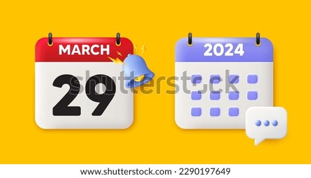 Calendar date 3d icon. 29th day of the month icon. Event schedule date. Meeting appointment time. 29th day of March month. Calendar event reminder date. Vector