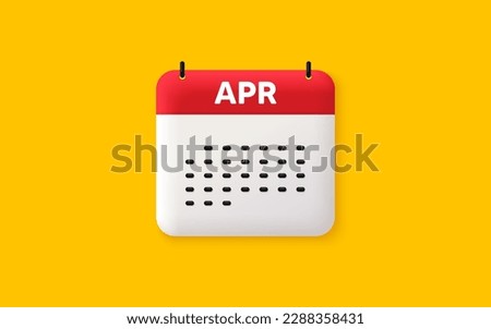 Calendar date 3d icon. April month icon. Event schedule Apr date. Meeting appointment planner. Agenda plan, Month schedule 3d calendar and Time planner. April day reminder. Vector