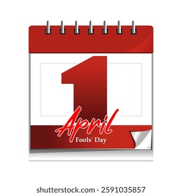 Calendar with the date April 1, April Fools Day or All Fools Day. World Laughter Day. Vector illustration isolated on white background