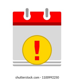 calendar date with attention info icon - business event sign, reminder icon