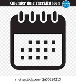 Ilustração do vetor do ícone da lista de verificação da data do calendário. Ícone simples de agenda de compromissos. PNG. Eps 10