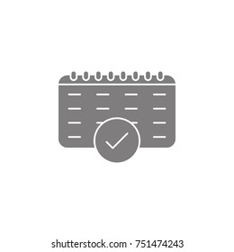 calendar date choose ok accept check mark icon. Simple web icon, can be used as web element icon on white background