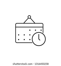 calendar date clock outline icon. Signs and symbols can be used for web, logo, mobile app, UI, UX
