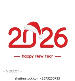 calendar date concept, happy new year text 2026, flat vector illustration eps10