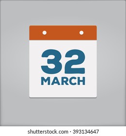 Calendar with the date of the day the fool in a flat style
