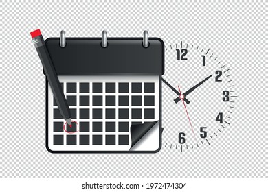Calendar Date Dead Line Notification Concept - Vector Illustration Isolated On Transparent Background