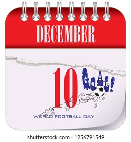 Calendar with the date of December 10 - World Football Day