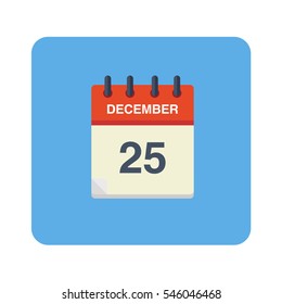 Calendar date December 25th.
Modern vector calendar icon with long shadow.
Flat design element for infographic.