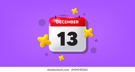 Icono de la fecha del calendario del 3 de diciembre. Icono del día 13 del mes. Fecha de programación del evento. Hora de cita de reunión. 13 de diciembre. Banner de fecha de mes del calendario. Página Día o Mensual. Vector