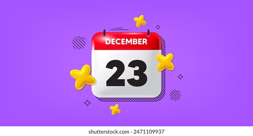Calendar date of December 3d icon. 23th day of the month icon. Event schedule date. Meeting appointment time. 23th day of December. Calendar month date banner. Day or Monthly page. Vector