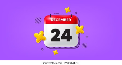 Calendar date of December 3d icon. 24th day of the month icon. Event schedule date. Meeting appointment time. 24th day of December. Calendar month date banner. Day or Monthly page. Vector