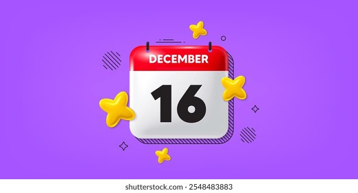 Calendar date of December 3d icon. 16th day of the month icon. Event schedule date. Meeting appointment time. 16th day of December. Calendar month date banner. Day or Monthly page. Vector