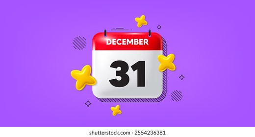 Calendar date of December 3d icon. 31th day of the month icon. Event schedule date. Meeting appointment time. 31th day of December. Calendar month date banner. Day or Monthly page. Vector