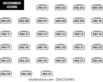 Kalender Datum Dezember Symbol.  Tag des Monats Dezember Symbol. Datum des Ereignisplans Termine für Sitzungen Agenda Plan, Monatskalender November und Zeitplaner. einfache Vektorgrafik modern. 