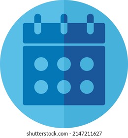 calendar, date, event icon or logo illustration vector graphic with blue, circle, flat style. Perfect use for ui, website, pattern, design, etc.
