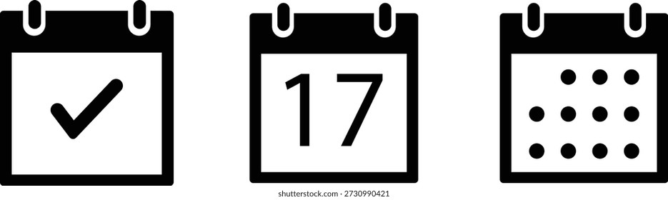 Iconos de fecha de calendario y evento para el diseño de programación, recordatorio y interfaz de usuario