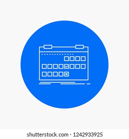 Calendar, date, event, release, schedule White Line Icon in Circle background. vector icon illustration