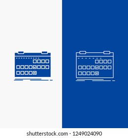 Calendar, date, event, release, schedule Line and Glyph web Button in Blue color Vertical Banner for UI and UX, website or mobile application
