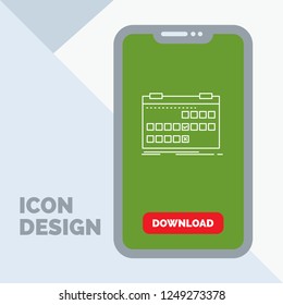 Calendar, date, event, release, schedule Line Icon in Mobile for Download Page