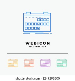 Calendar, date, event, release, schedule 5 Color Line Web Icon Template isolated on white. Vector illustration