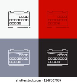 Calendar, date, event, release, schedule Icon Over Various Background. Line style design, designed for web and app. Eps 10 vector illustration