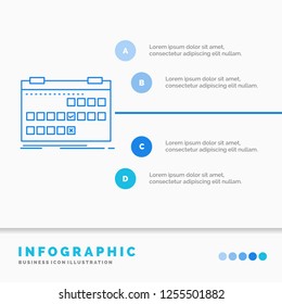 Calendar, date, event, release, schedule Infographics Template for Website and Presentation. Line Blue icon infographic style vector illustration