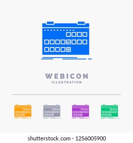 Calendar, date, event, release, schedule 5 Color Glyph Web Icon Template isolated on white. Vector illustration