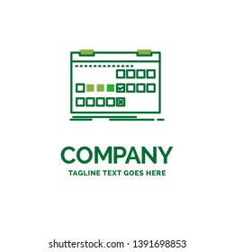Calendar, date, event, release, schedule Flat Business Logo template. Creative Green Brand Name Design.