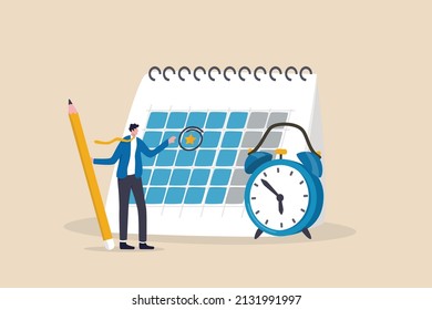 Calendar date event, reminder for meeting schedule or appointment, work deadline mark or weekly plan, important business date concept, businessman circle mark on important date event on calendar.