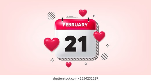 Calendar date of February 3d icon. 21th day of the month icon. Event schedule date. Meeting appointment time. 21th day of February. Calendar month date banner. Day or Monthly page. Vector