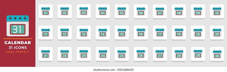 Calendar date Flat Icon Set. symbol collection dates, events, reminders, appointments and time periods