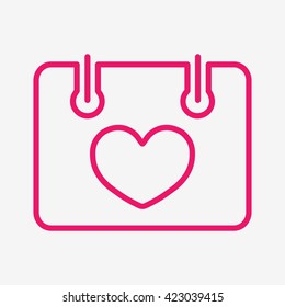 calendar date with heart pink thin line icon