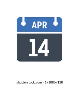 Calendar Date Icon - April 14 Vector Graphic