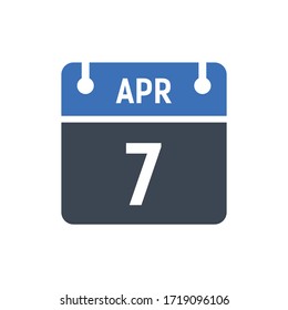 Calendar Date Icon - April 7 Vector Graphic