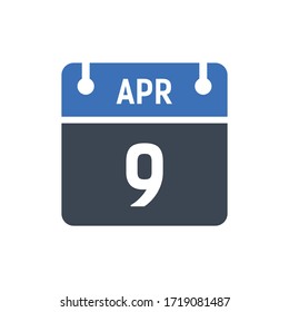 Icono de fecha calendario - Gráfico vectorial del 9 de abril