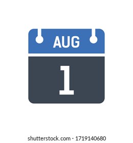 Calendar Date Icon - August 1 Vector Graphic