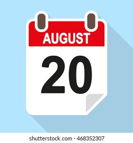 Calendar date icon August 20th