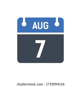 Kalenderdatum Symbol - 7. August Vektorgrafik