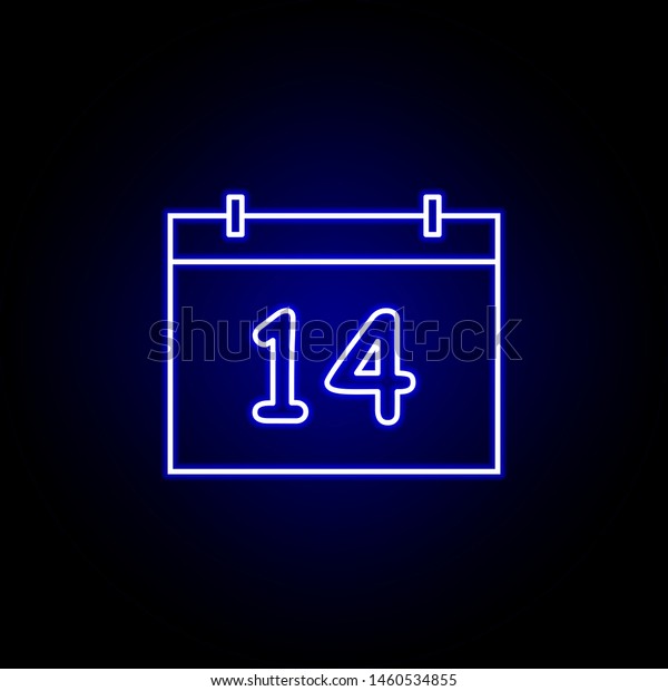 Calendar Date Icon Blue Neon Style Stock Vector Royalty Free