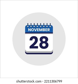 Calendar date icon. day of the month icon. Event schedule date. Appointment time. Planner agenda, calendar month november schedule and Time planner. Day reminder. Vector ICON