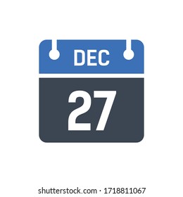 Calendar Date Icon - December 27 Vector Graphic