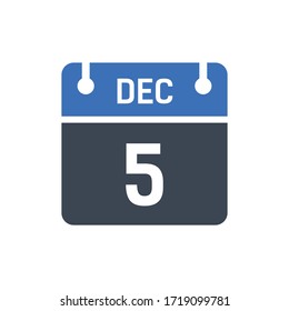 Icono de fecha calendario - Gráfico vectorial 5 de diciembre