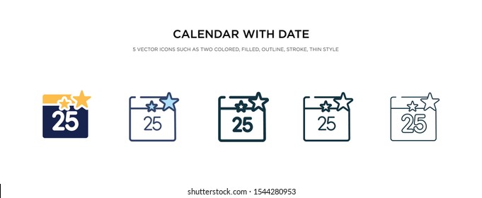 calendar with date icon in different style vector illustration. two colored and black calendar with date vector icons designed in filled, outline, line and stroke style can be used for web, mobile,