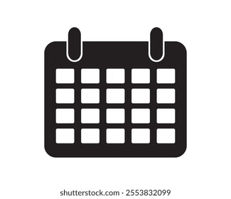 Calendar or date icon flat style design. Calendar symbol. Calendar silhouette isolated. Date symbol. Vector illustration