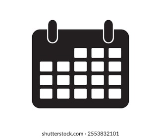 Calendar or date icon flat style design. Calendar symbol. Calendar silhouette isolated. Date symbol. Vector illustration