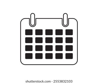 Calendar or date icon flat style design. Calendar symbol. Calendar silhouette isolated. Date symbol. Vector illustration