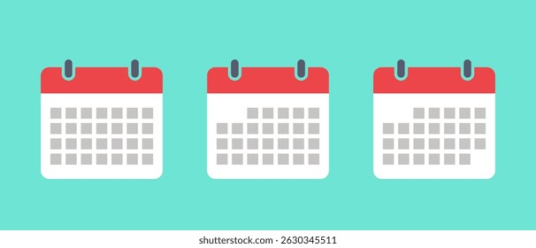 Calendario, icono de fecha en estilo plano. Símbolo de signo de recordatorio de evento
