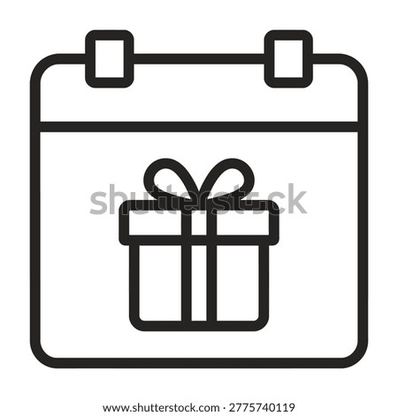 Calendar date icon with gift box symbol calendar birthday celebration schedule reminder anniversary occasion