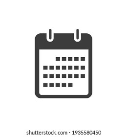 Calendar Date Icon Isolated on Black and White Vector Graphic