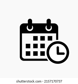 Icono de fecha de calendario aislado en gráfico de vectores en blanco y negro